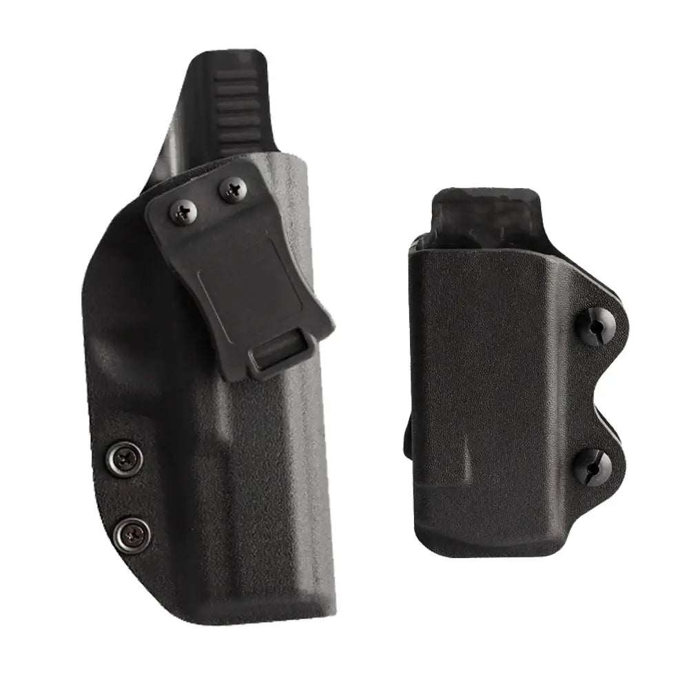 Black Kydex concealed carry belt holster with magazine carrier for Glock belt holster