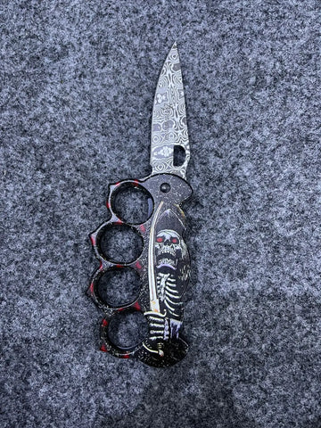 Browning X80 knuckle knife with Damascus blade, skeleton design, and sword for x80 travel