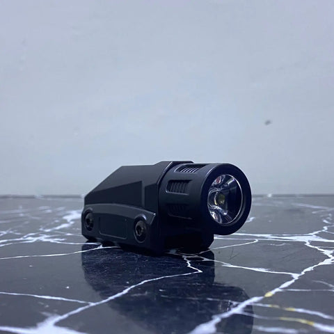 Compact black tactical weapon light with integrated laser on Tactical Scope and Barrel with Attachable Flashlight