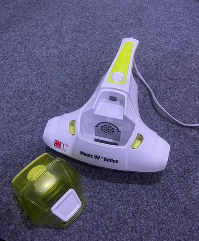 White and lime green Handheld Anti Mite Vacuum Cleaner with Detachable Dustbin
