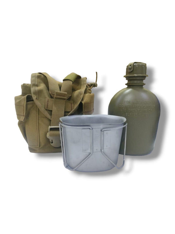 Military Water Bottle (Canteen) with Cover and Aluminum Cup