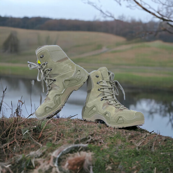 Khaki High-Toe Waterproof Tactical Boots