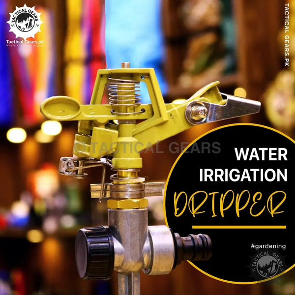 Yellow and silver water irrigation dripper for efficient water sprinkler system