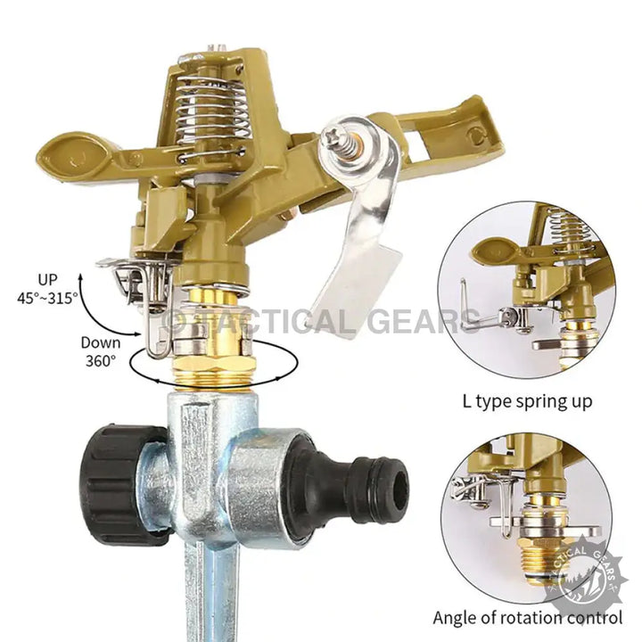 Adjustable brass and metal water sprinkler for efficient irrigation in garden and lawn watering