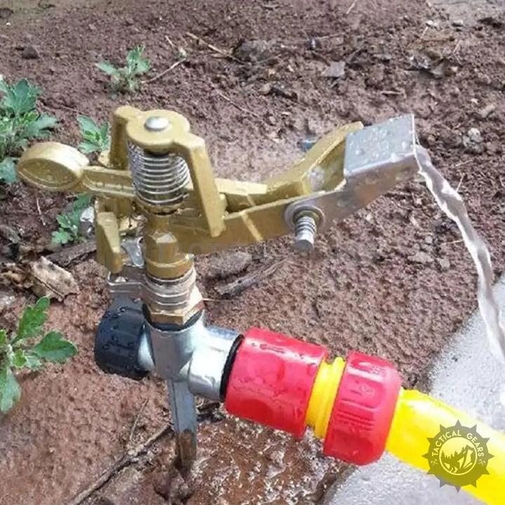 Water sprinkler Brass impact sprinkler with plastic hose connection for efficient irrigation
