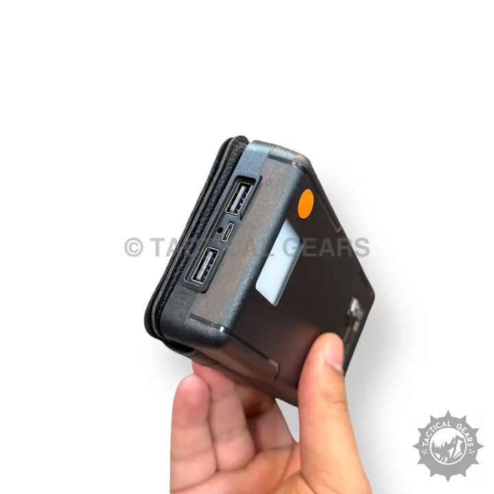 AIROX MP-10000 Solar Power Bank with USB ports, orange accents, and indicator light