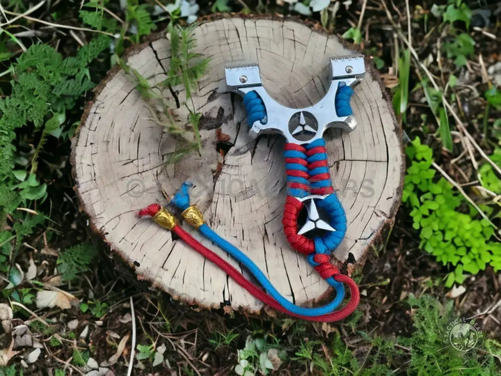 Alloy slingshot with laser light and braided paracord for target shooting