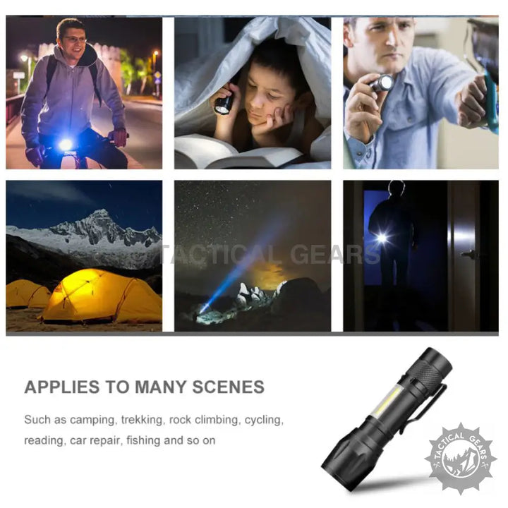Versatile Tactical Flashlight in aluminum alloy with LED light for outdoor indoor use