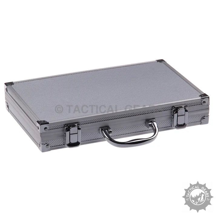 Silver aluminum briefcase for Universal Cleaning Kit with cal brush and cleaning mop storage