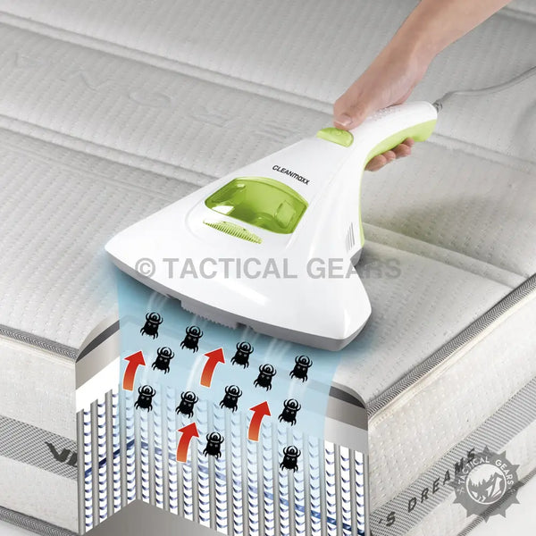 Handheld Anti Mite Vacuum Cleaner extracting dust mites from mattress for effective anti mite cleaning