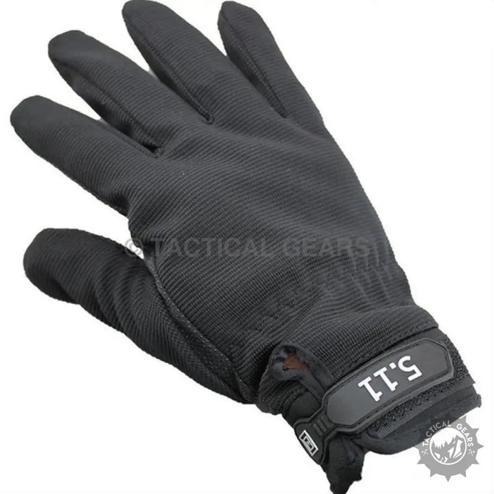 Black tactical anti-skid gloves with wrist strap for shooting gym and work activities