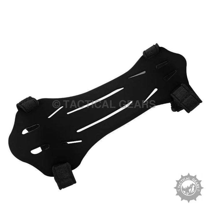 Black archery armguard with adjustable straps for comfortable arm protection