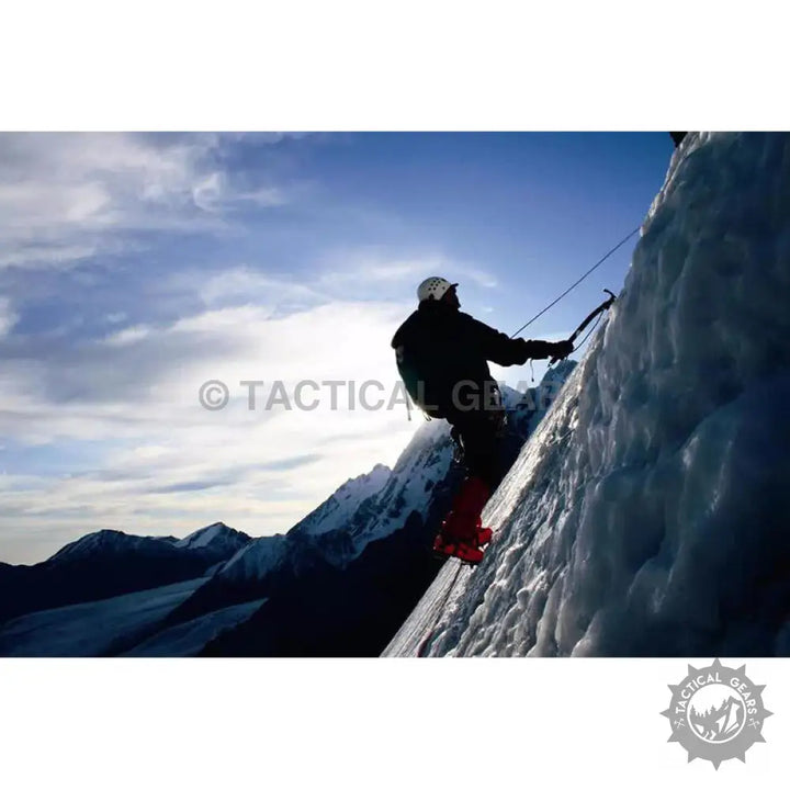 Mountaineer climbing icy incline using 35 Meters 4mm Paracord Rope for safety