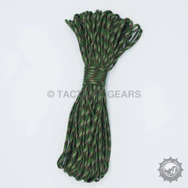 Coiled camouflage 4mm paracord rope bundle for camping and outdoor use