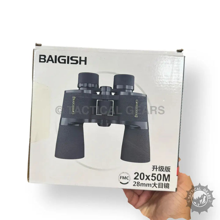 Binoculars in retail box Baigish 20x50 28mm for outdoor viewing and sports events