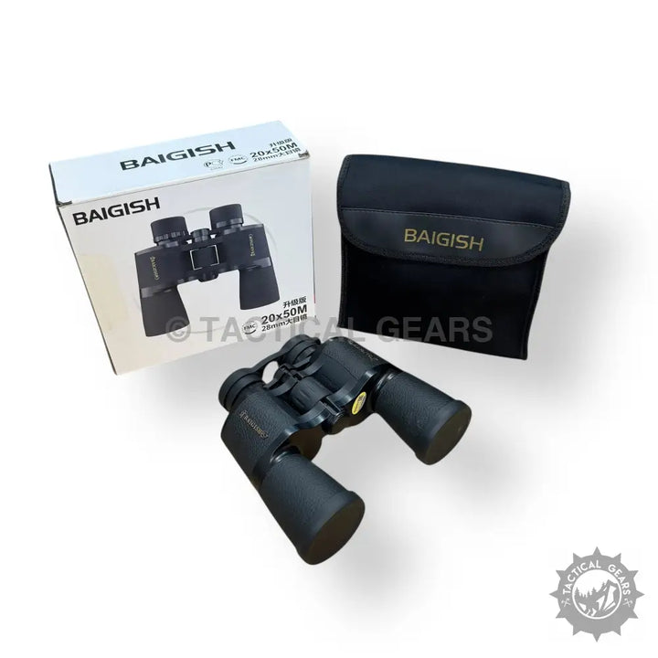 Black Baigish 20x50 28mm Binoculars with carrying case and box for optimal viewing