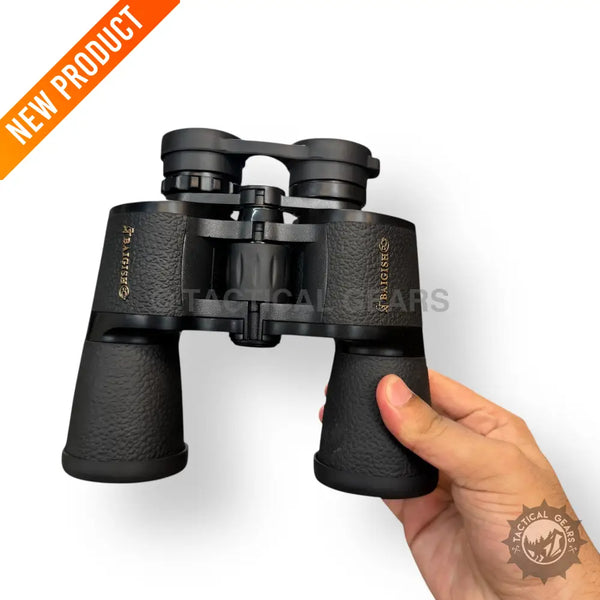 Black rubber-armored Baigish 20x50 28mm binoculars with adjustable focus and carrying case