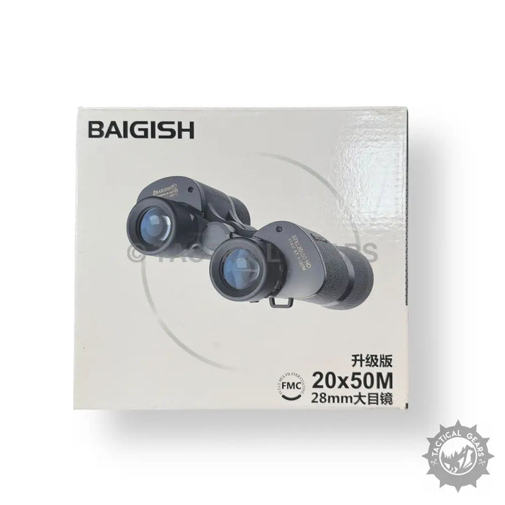 Baigish 20x50 28mm binoculars in retail packaging with carrying case