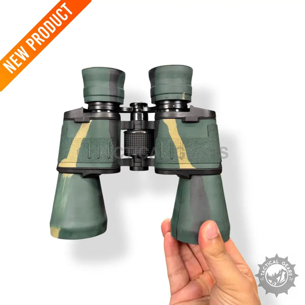 Camo-patterned Baigish 60x60 binoculars with focus knob in case for outdoor viewing