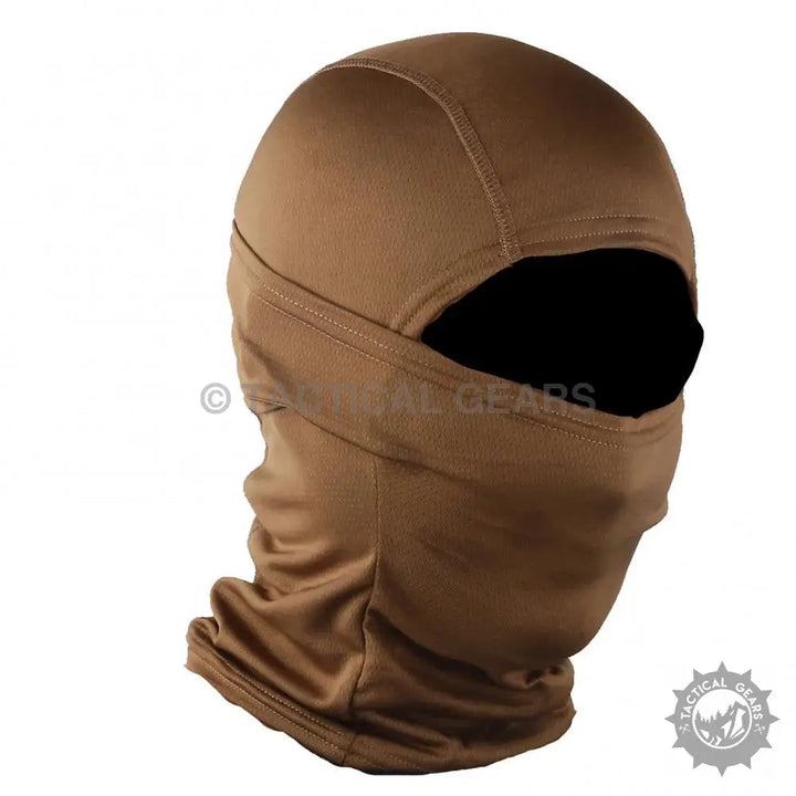 Tan tactical balaclava with eye opening for versatile balaclava neck gaiter and neck gaiter use