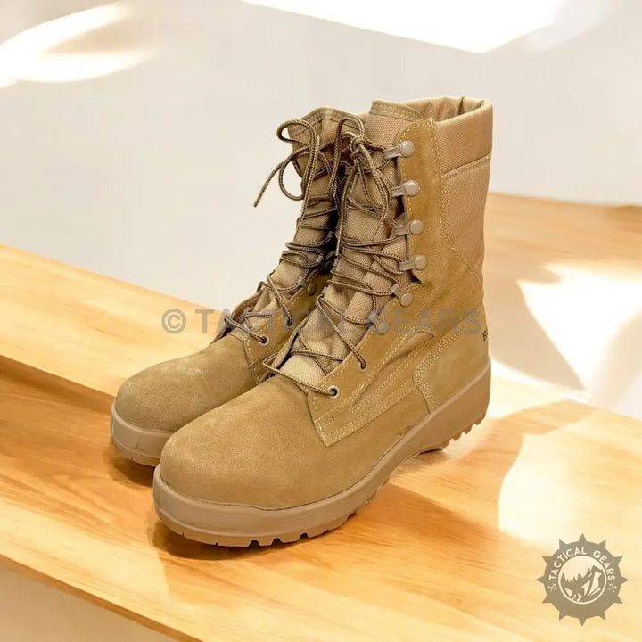 Belleville C300 Toe Boots featuring tan-colored lace-up tactical design
