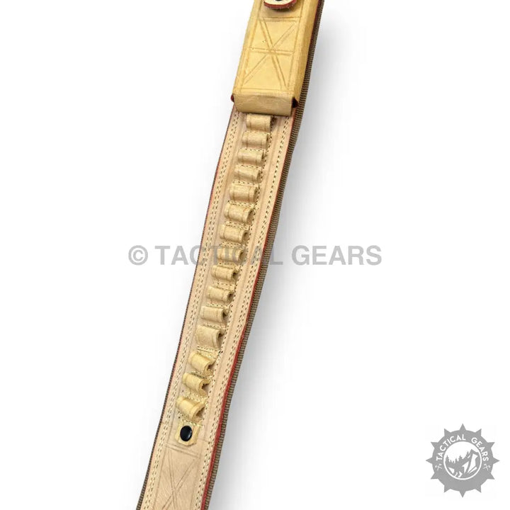 Light brown leather rifle cartridge belt with adjustable fit and durable ammo loops