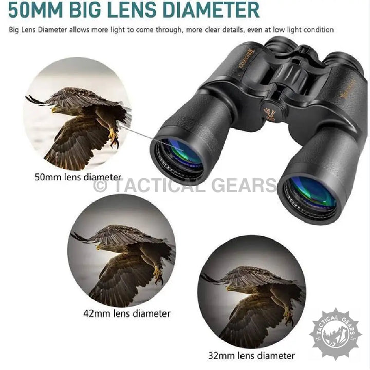 Black binoculars with large objective lenses for clear viewing, Benkoo 26x50 binocular