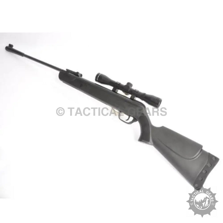 Black LB-600 Air Rifle 5.5mm with mounted scope and factory set trigger blade