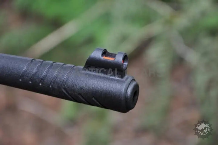 Black rifle barrel with front sight on LB-600 Air Rifle 5.5mm showcasing factory set trigger blade