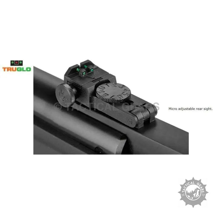 Micro-adjustable rear sight on HATSUN Single Shot Break Barrel AirTact ED Air Rifle with steel barrel
