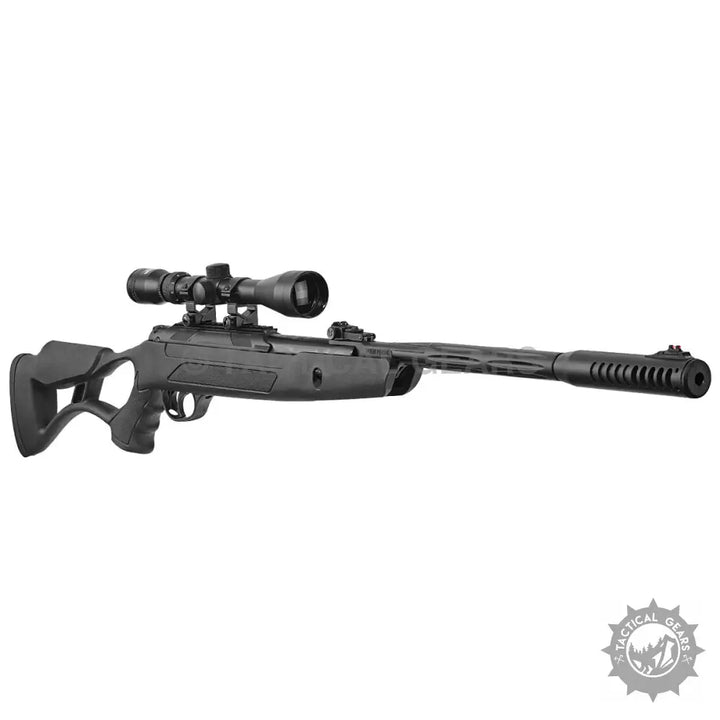 Black HATSUN Single Shot Break Barrel AirTact ED Air Rifle with Optima 4x32 Scope and Steel Barrel