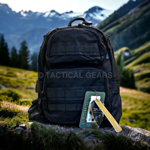 Black Buck Bag tactical backpack with multiple compartments and MOLLE webbing