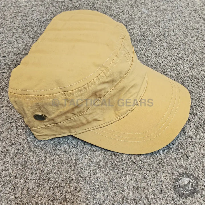 Khaki cotton Jeep Military Hat with structured brim, military-style fatigue cap