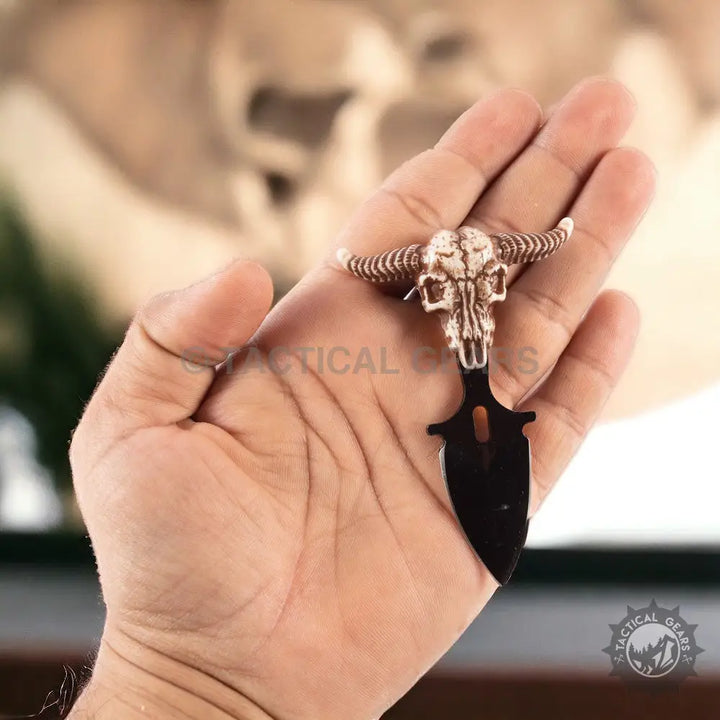 Decorative dagger with bull skull handle from Skythia Death Call Push Knife collection