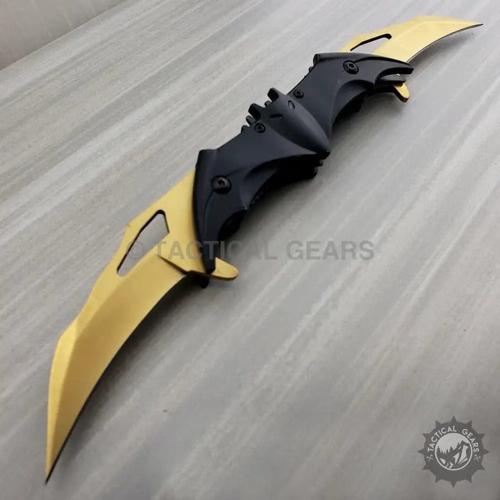 Dark Knight Spring Assisted Dual Batman Tactical Folding Knife with black metal stainless steel blades