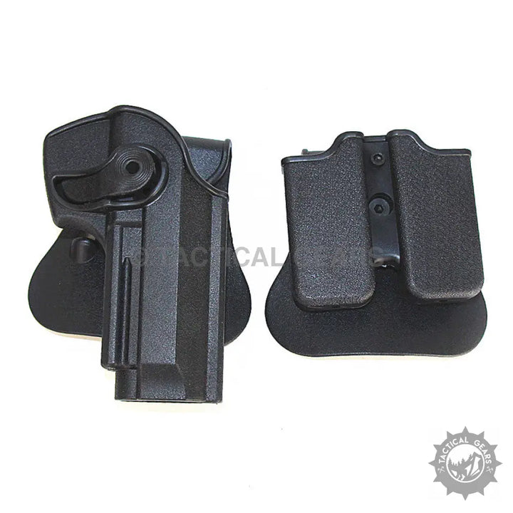 Black polymer holster with mag pouch for Beretta pistols, durable and secure fit