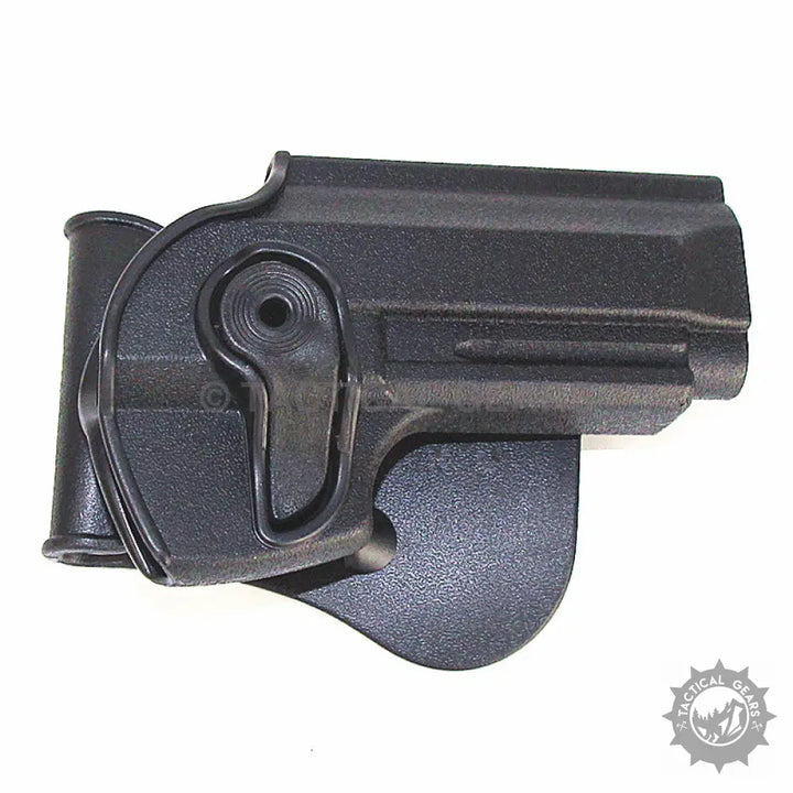 Black polymer holster with adjustable retention screw and mag pouch for Beretta pistols