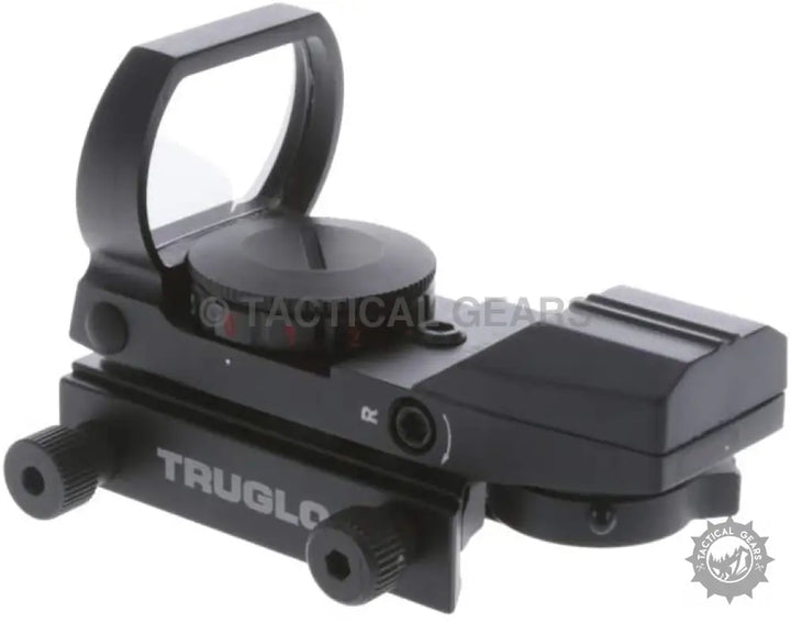 Black Truglo Reflex Red Dot Sight with wide viewing window and mounting base