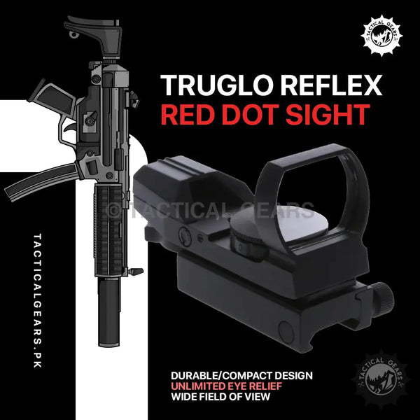 Black reflex red dot sight for improved aiming on Truglo Reflex Red Dot Sight