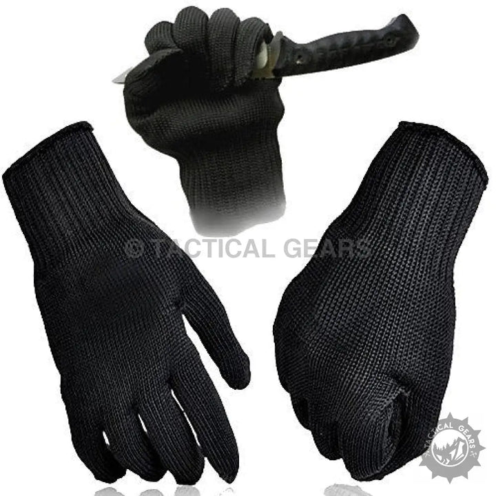 Black anti cut gloves with knife protection, ideal for safety and cut resistance