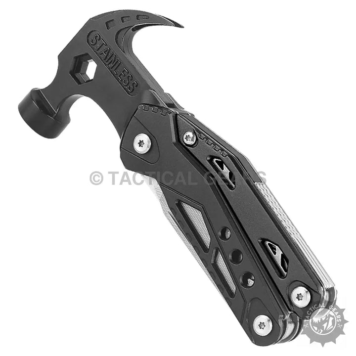 Black Hammer Multi-Tool with Pliers and Folding Implements for Versatile Use