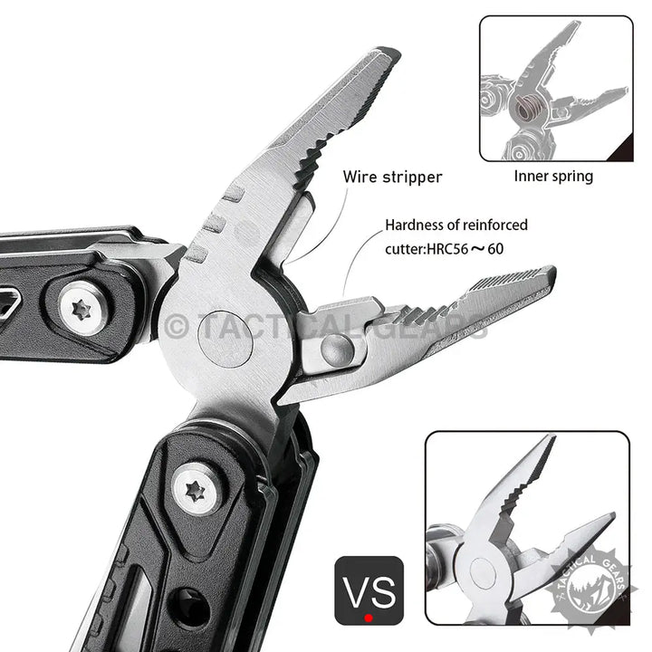 Multifunction plier tool with wire stripper reinforced cutter and hammer for versatile use