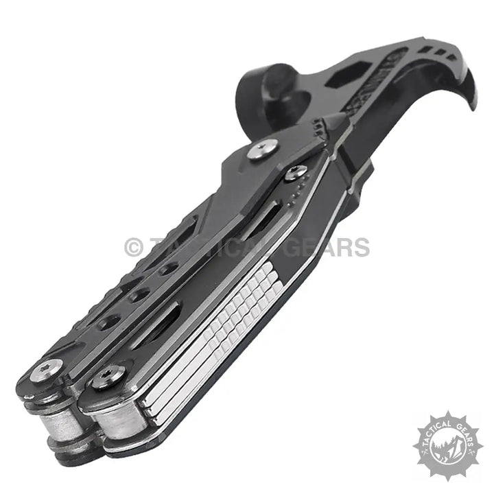Dark gray 28-in-1 multi-purpose tool with hammer, pliers, and folding accessories