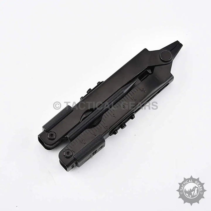 Black stainless steel multi tool with pliers and knife, Gerber 5 in 1 Multitool