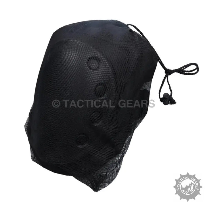 Black knee pads in mesh drawstring bag from 4 Pcs SWAT Armor Knee and Elbow Pads