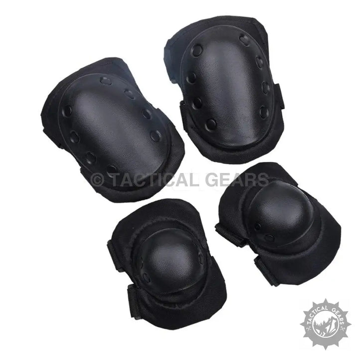Black tactical knee and elbow pads for enhanced protection and durability