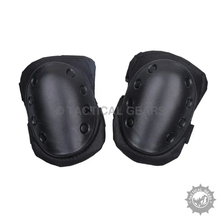 Black tactical knee pads and elbow pads for combat and tactical protection