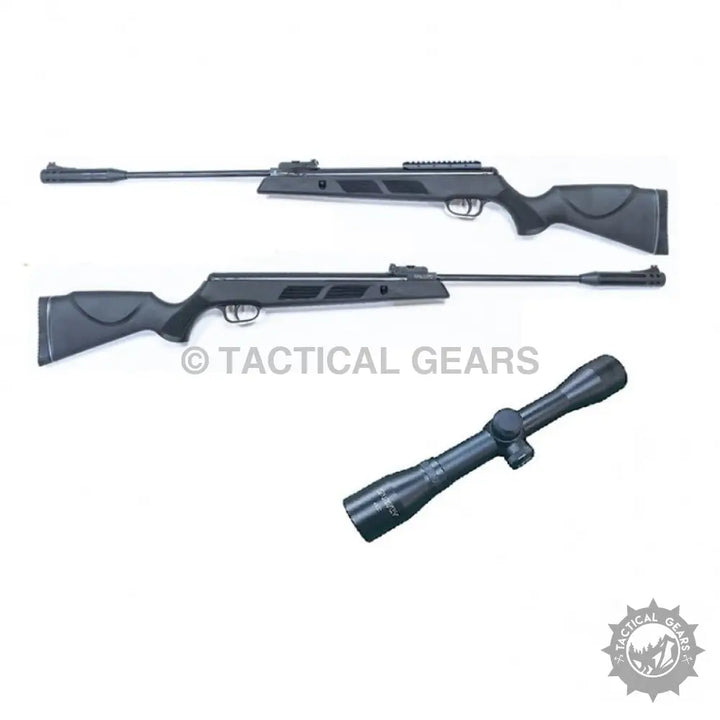 Two black Artemis SR 1000 air rifles with scope, piston air rifle for precision shooting