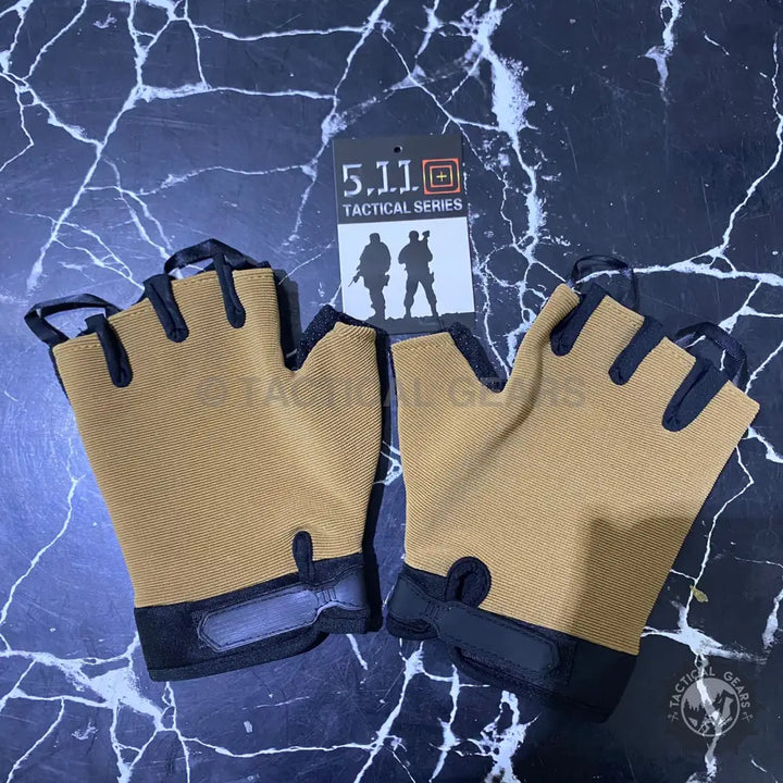 5.11 Half Finger Anti Skid Gloves Khaki Wearables