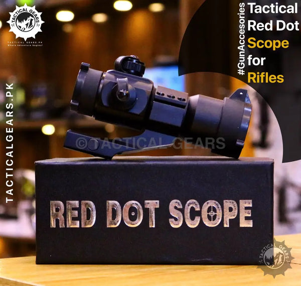 Black tactical red dot scope for rifles for precise aiming and quick target acquisition